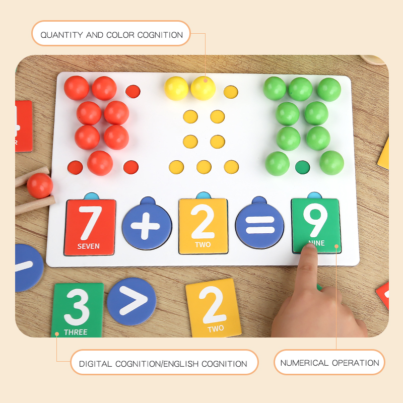 Multi-functional bead arithmetic game children's early education toy concentration training Montessori kindergarten enlightenment operation clip chopsticks spoon eating training CPC CE EN71 export certificate Application Scenario