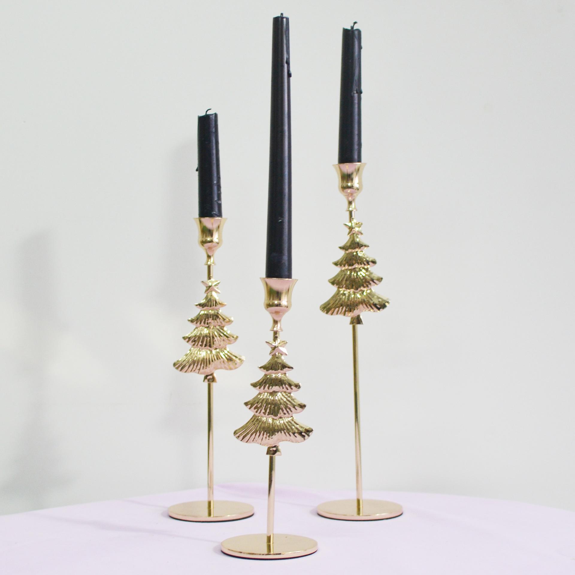 metal christmas tree candlestick decoration creative christmas atmosphere bell candle holder candlelight dinner table layout Specification drawing