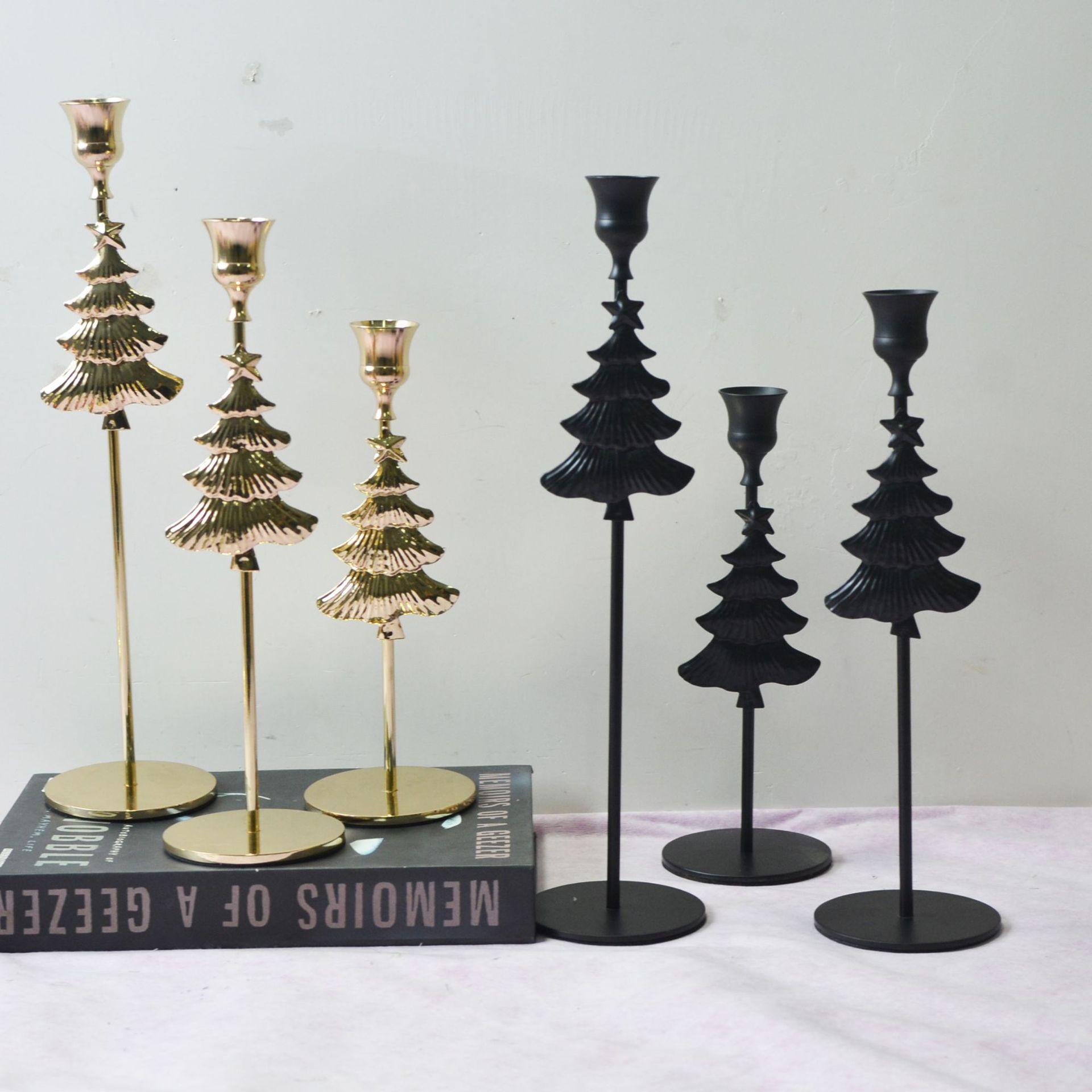 metal christmas tree candlestick decoration creative christmas atmosphere bell candle holder candlelight dinner table layout Application Scenario
