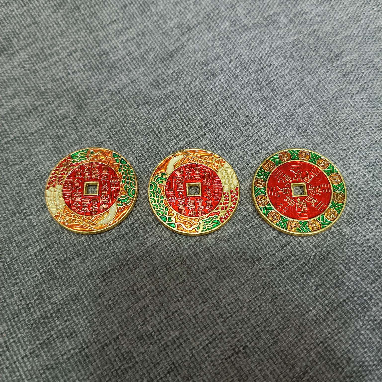 Zhonggong Craft Red Mountain Ghost Coins, mountain ghost Spending Money, Flying Dragon painted copper coins