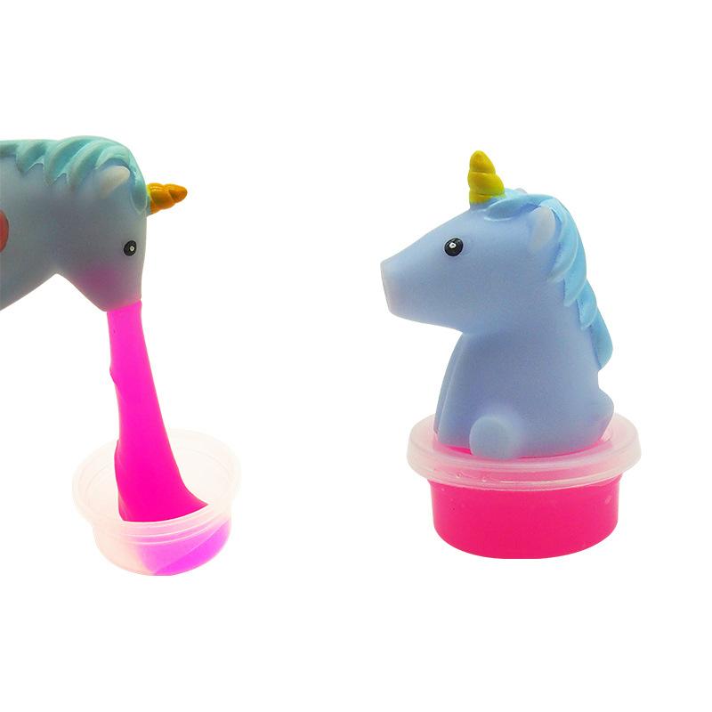 cross-border cartoon vomiting slime plasticene squeezing toy slim decompression vomiting tyrannosaurus unicorn sand skin glue details Picture