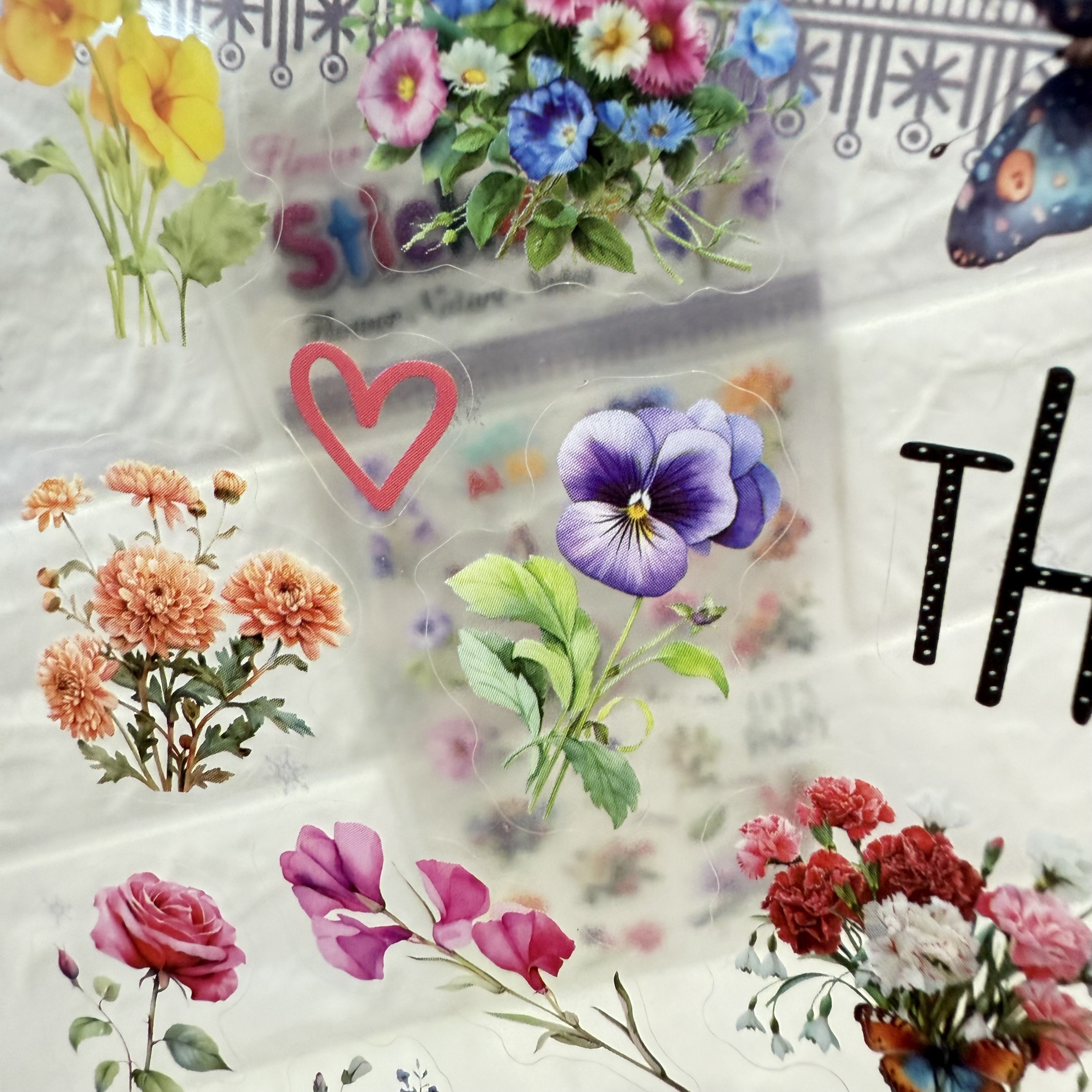 Transparent butterfly flower DIY materials, Guka stickers, butterfly planner Guka stickers, transparent Guka planner stickers pic 8