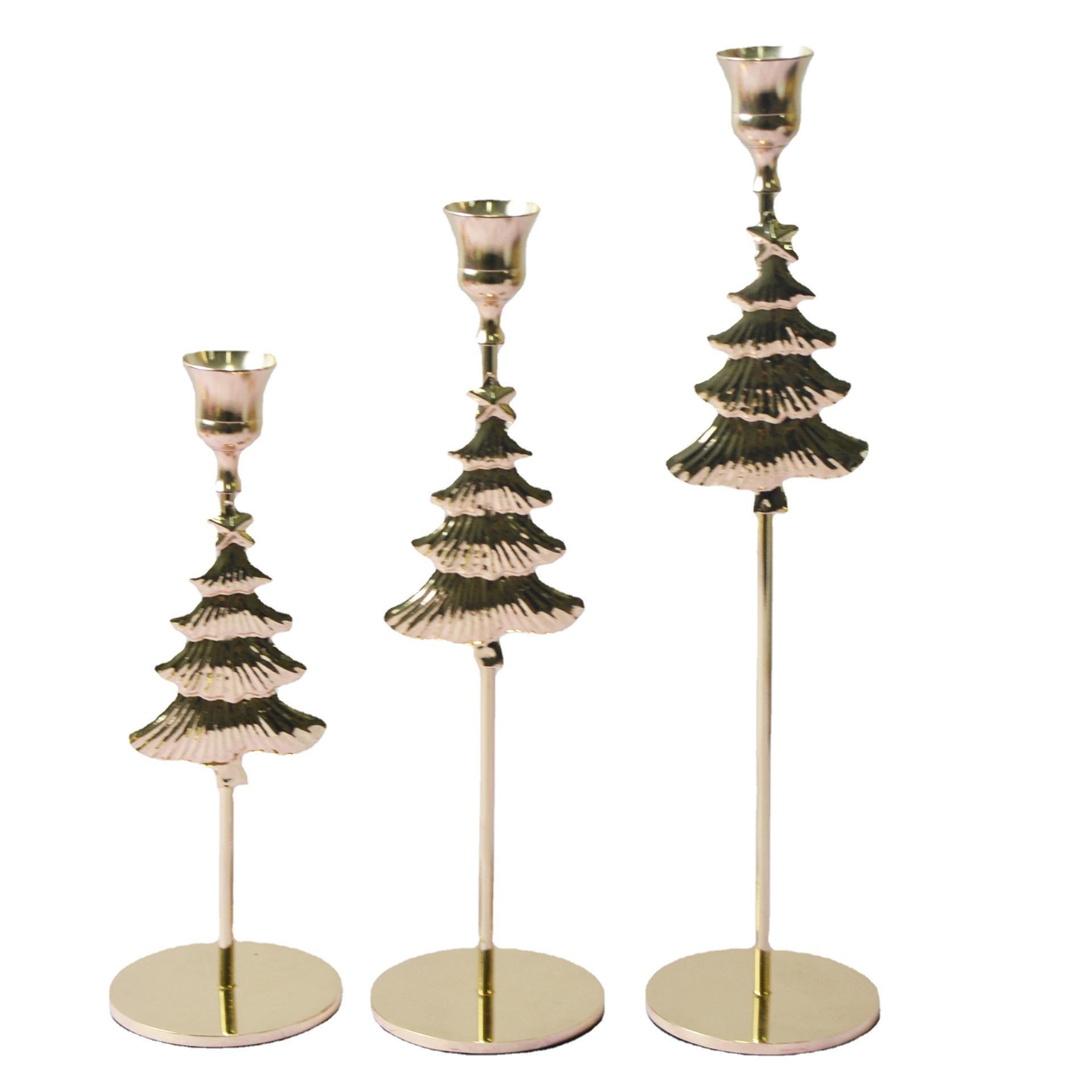 metal christmas tree candlestick decoration creative christmas atmosphere bell candle holder candlelight dinner table layout Item Picture