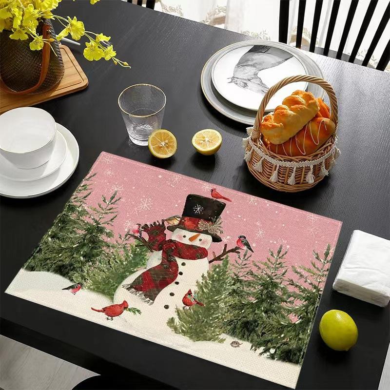 cross-border hot selling christmas placemat bell snowman pattern dining table decorative antifouling insulation tablecloth Application Scenario