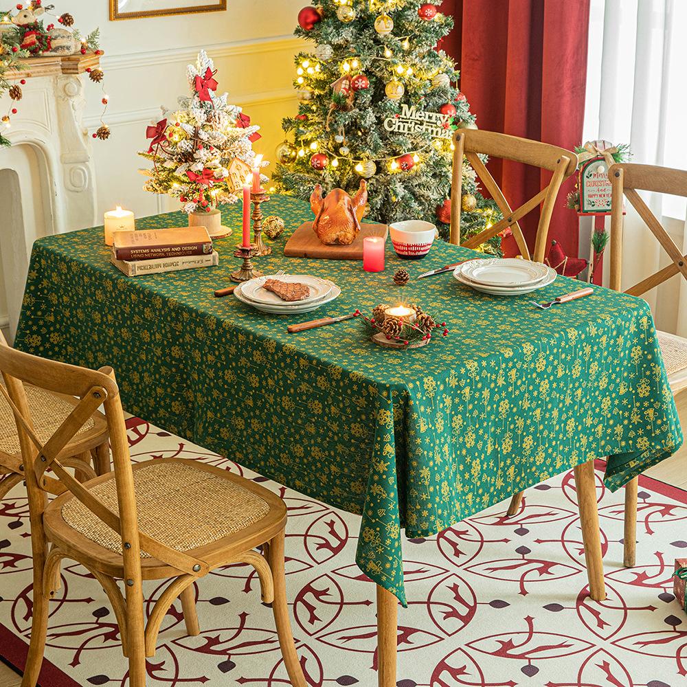 christmas gilding tablecloth snowflake bell printing dining table tablecloth cover towel red festive christmas decorative cloth Specification drawing