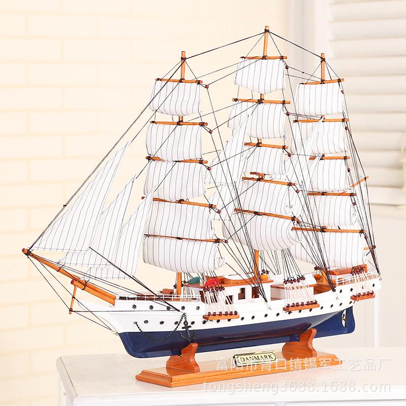 Factory Direct Sales Sailboat Decoration Handmade Wooden Wooden Boat Fashion Home Decorations 80cm Craft Decoration Generation Hair Item Picture