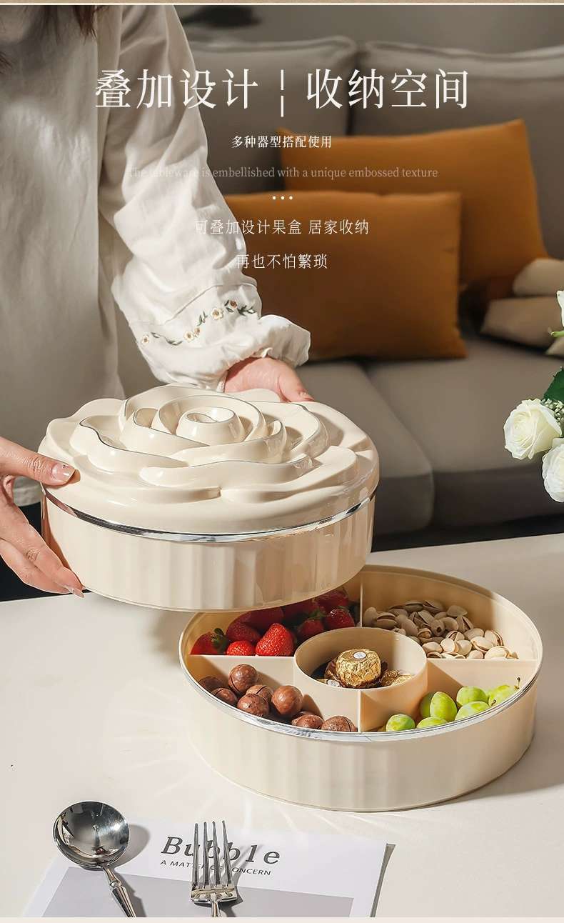 L69-LQW22027 Single-layer rose candy box Household living room coffee table multi-layer nut snack tray undefined