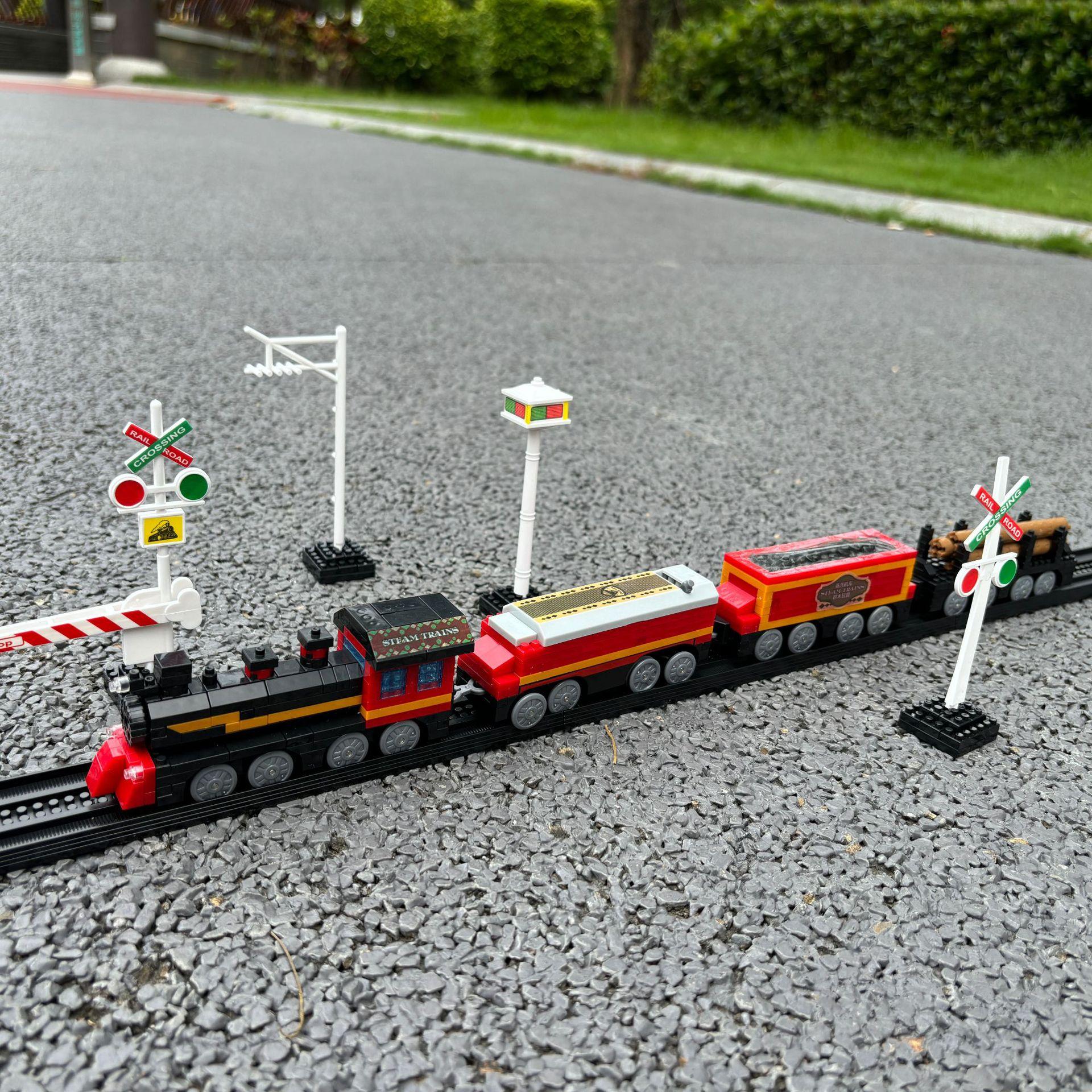 jike building blocks city track electric train high-speed train track model children educational assembly electric toys details Picture