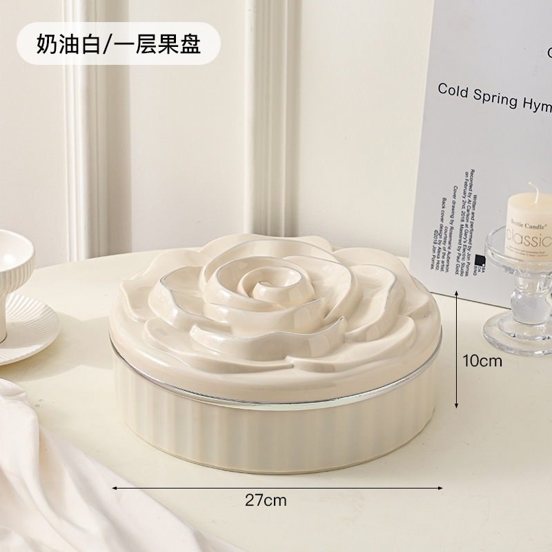 L69-LQW22027 Three-layer fruit tray Household light luxury division rose candy box living room rotating multi-layer nut box Application Scenario