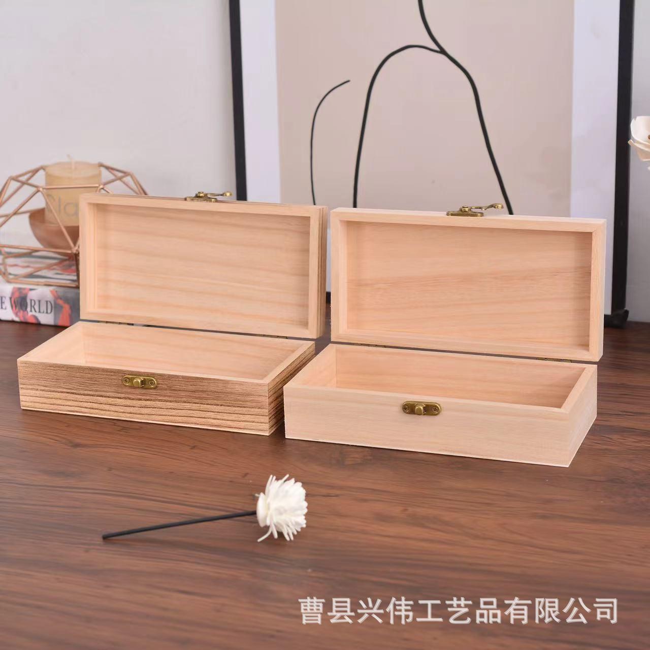 rectangular wooden box wooden jewelry storage box clamshell item packing box desktop accessories finishing wooden box in stock