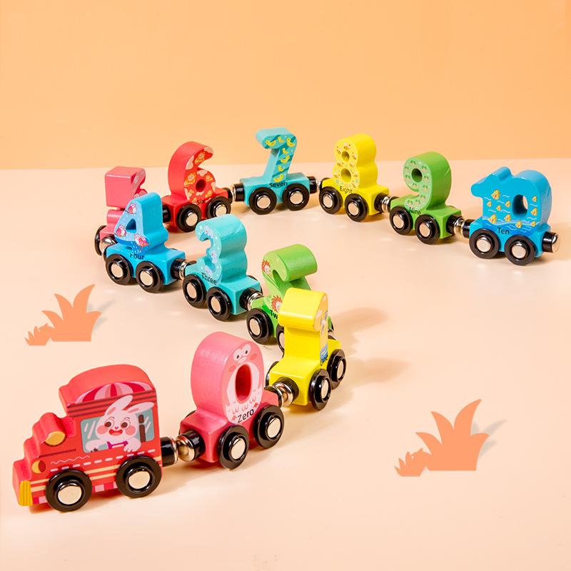 Wooden Building Blocks Early Education Assembled Combination Puzzle Magnetic Digital Animal Small Train Drag Children's Building Blocks Toys Specification drawing