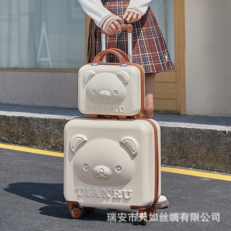 luggage 20-inch bear boarding cartoon suitcase 61 children's trolley case small suitcase set female wholesale