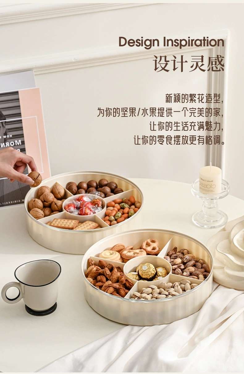 L69-LQW22027 Three-layer fruit tray Household light luxury division rose candy box living room rotating multi-layer nut box Specification drawing