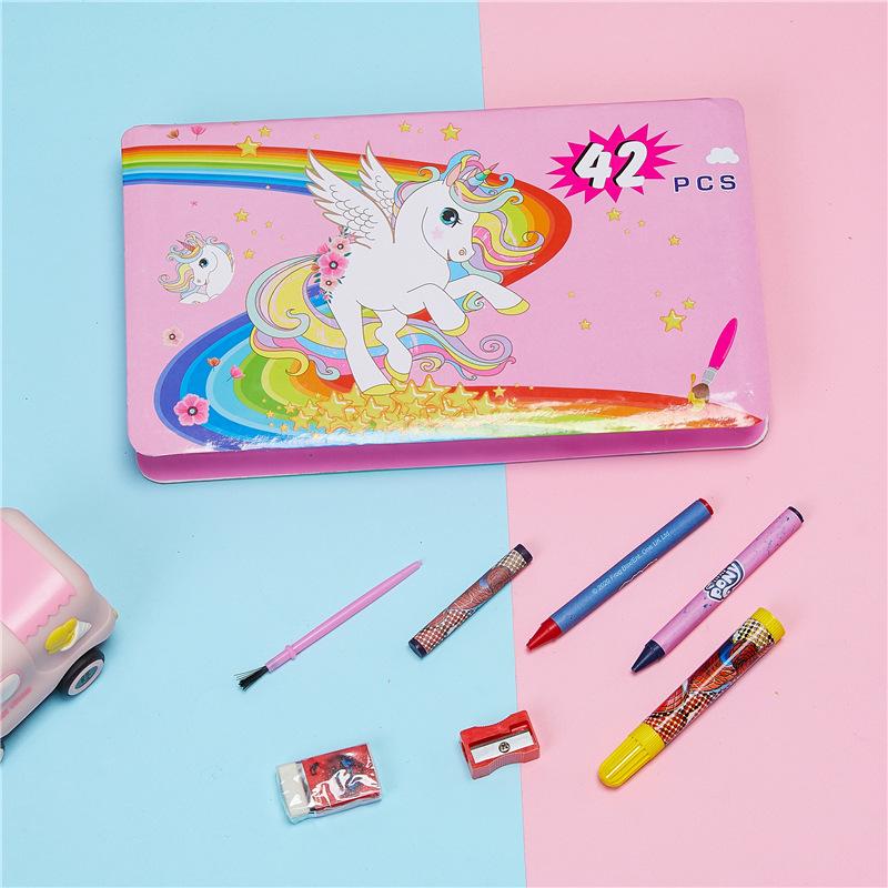 42-Piece Brush Creative Cartoon Pattern Children Watercolor Pen Wax Crayon Oil Pastels Files Suit Wholesale Specification drawing