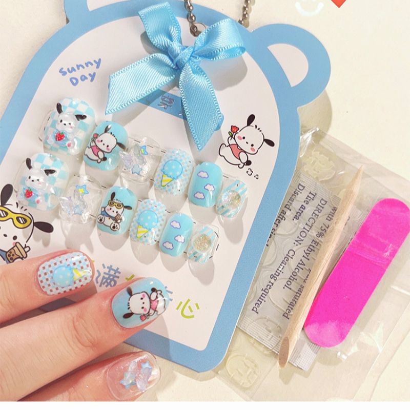 卡通木珠/珠子项链/儿童穿戴甲/扎染/女孩指甲贴片产品图