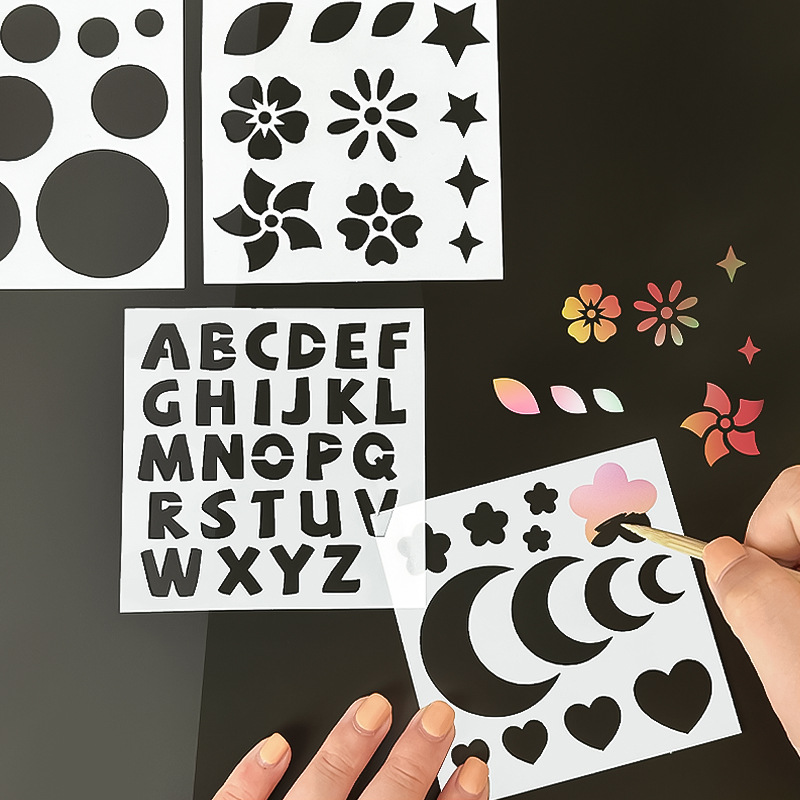 diy hollowed-out painting template album, birthday Happy wedding anniversary theme lace ruler template, picture frame mold Specification image