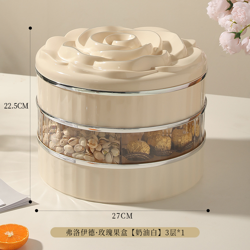 L69-LQW22027 Single-layer rose candy box Household living room coffee table multi-layer nut snack tray Specification drawing