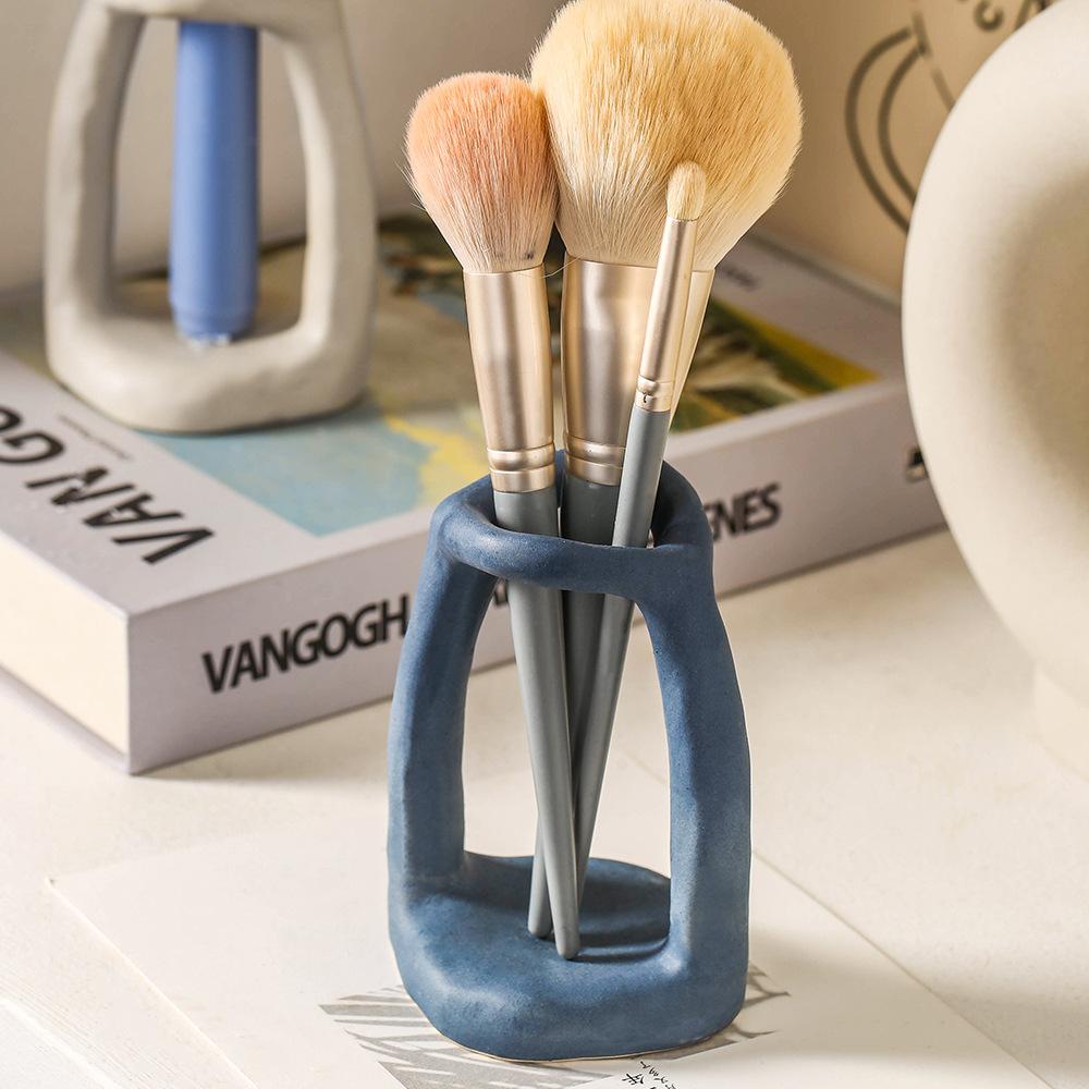 ceramic cosmetic brush storage rack creative candle holder nordic simple decoration cute ins style hand pinch wax decoration shelf full figure