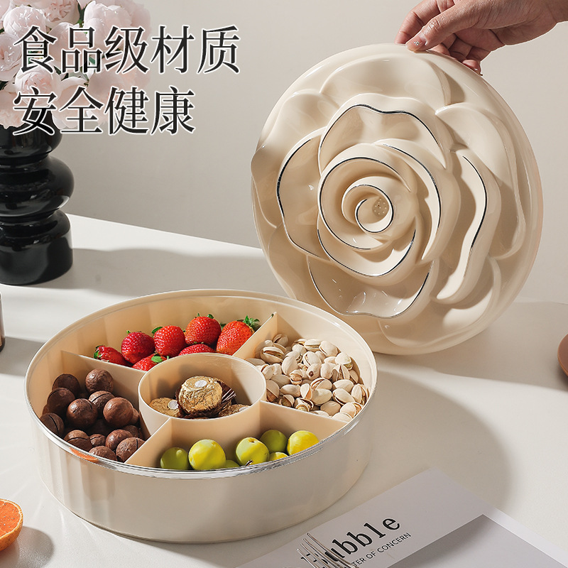 L69-LQW22027 Single-layer rose candy box Household living room coffee table multi-layer nut snack tray details Picture