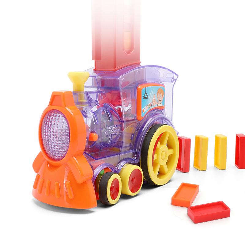 domino electric train automatic delivery issuing shake sound children's educational music building blocks train toys Item Picture