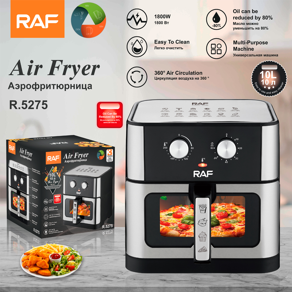 RAF European standard cross-border air fryer 10L large capacity household rotary oil-free fryer, smokeless electric grill, electric oven