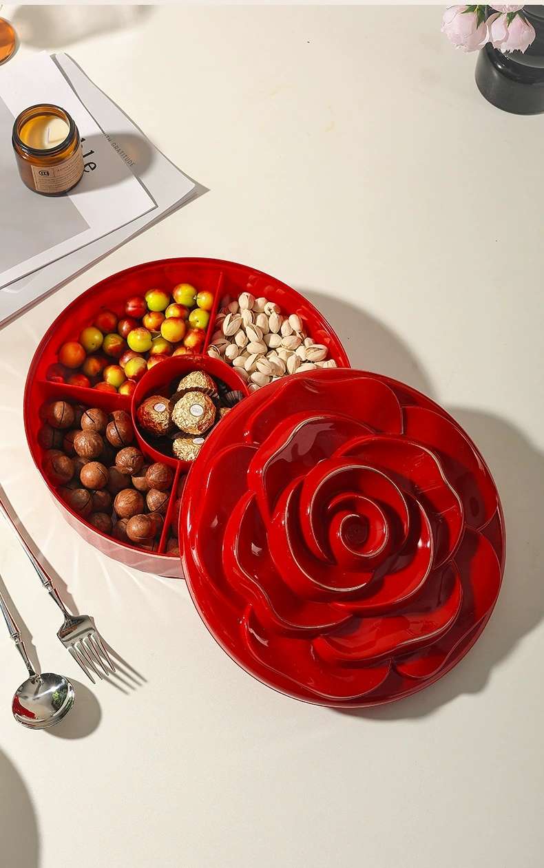 L69-LQW22027 Single-layer rose candy box Household living room coffee table multi-layer nut snack tray undefined