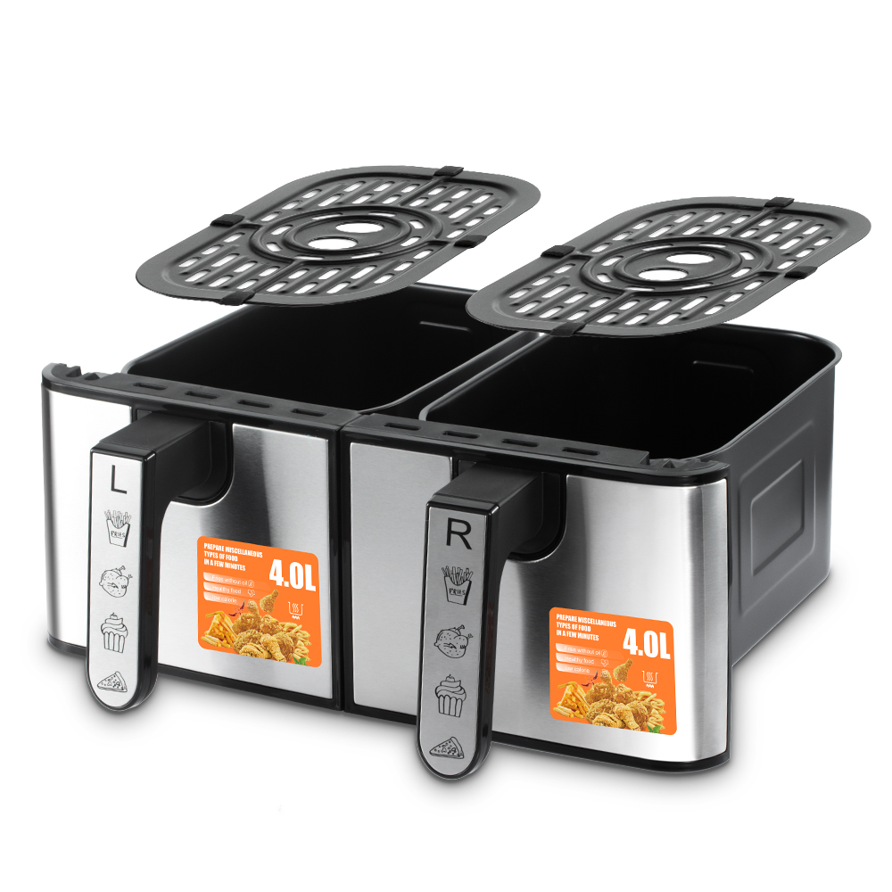 RAF European standard cross-border air fryer, dual-pot, large-capacity, multi-functional household electric fryer, smokeless touch screen, 8L Specification drawing