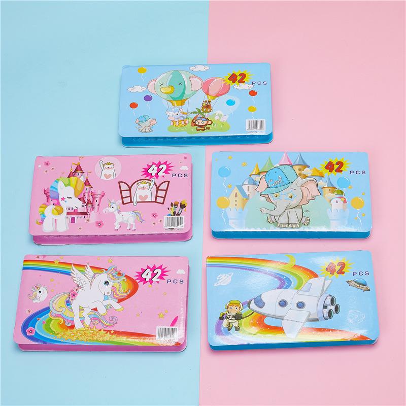 42-Piece Brush Creative Cartoon Pattern Children Watercolor Pen Wax Crayon Oil Pastels Files Suit Wholesale full figure