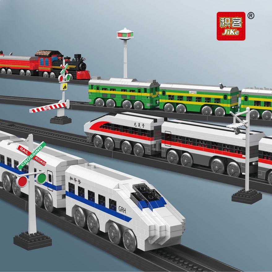jike building blocks city track electric train high-speed train track model children educational assembly electric toys Specification drawing