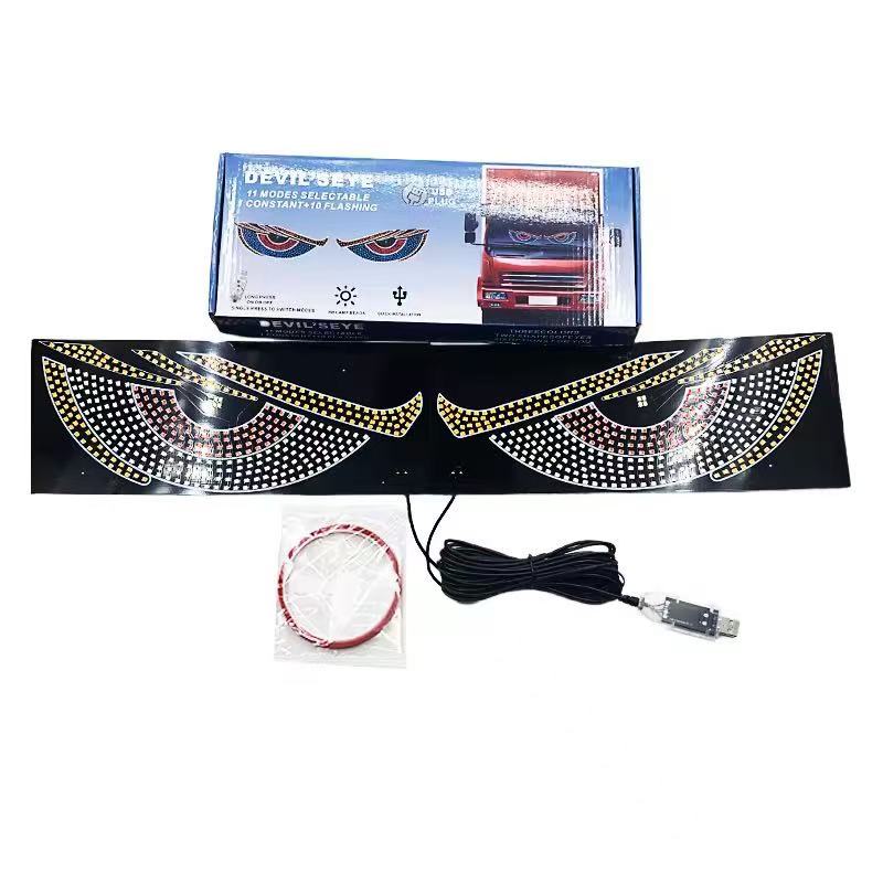 Car led eye screen, in-car wireless three-color display screen, car rear window LED display screen, Devil's Eye details Picture