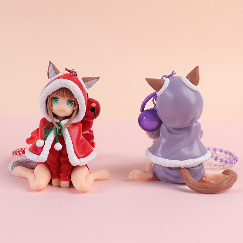 Wholesale distribution of soybean powder, sitting and eating fish cat girl, sitting posture with face swap, beautiful girl figurine, figurine, model figurine Specification image