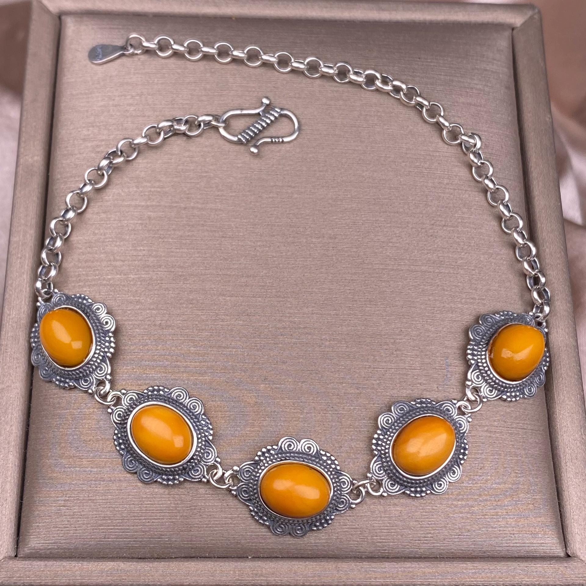 xinqi jewelry factory old wax bracelet s925 silver inlaid vintage silver nepal distressed ancient silver beeswax silver jewelry