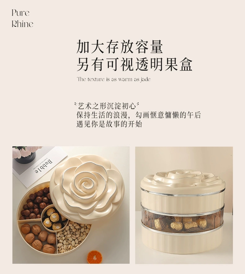 L69-LQW22027 Single-layer rose candy box Household living room coffee table multi-layer nut snack tray undefined