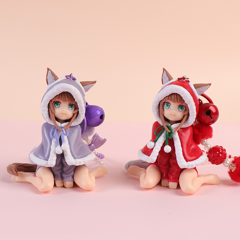 Wholesale distribution of soybean powder, sitting and eating fish cat girl, sitting posture with face swap, beautiful girl figurine, figurine, model figurine