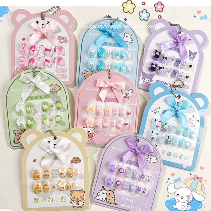 美甲卡通儿童甲片 可爱动物穿戴甲片成品甲片指甲片甲片贴 片带钻