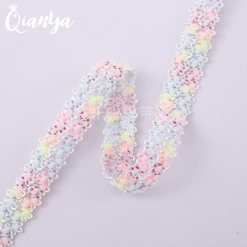 1.5cm double row crown fish silk colorful nylon lace gold white background headwear hair accessories decorative accessories wholesale Item Picture