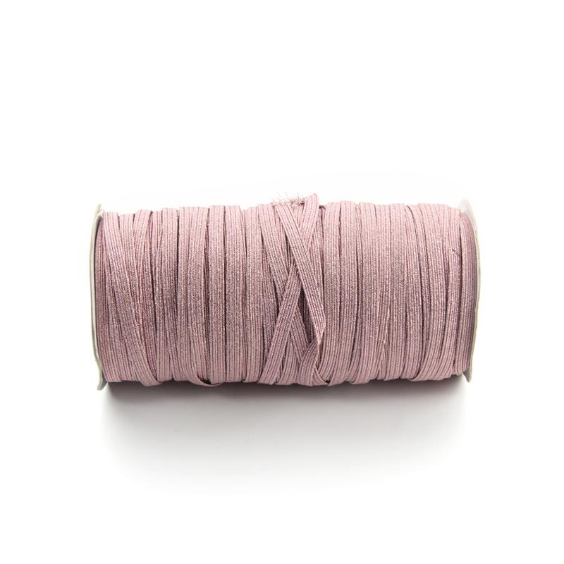 1cm Light Pink Gold Silk Horse Band High Elastic Horse Running Elastic Band Wholesale Elastic Band Wide Flat Elastic Band Accessories Item Picture