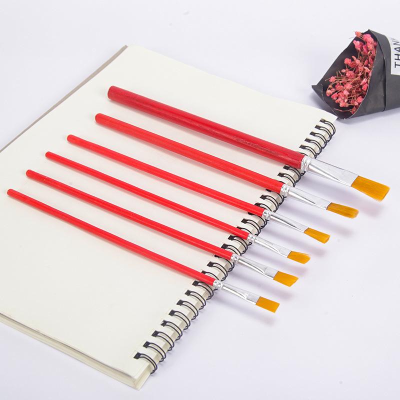nylon hair red rod oil brush for children acrylic paint water chalk watercolor pen set art painting paint pen details Picture