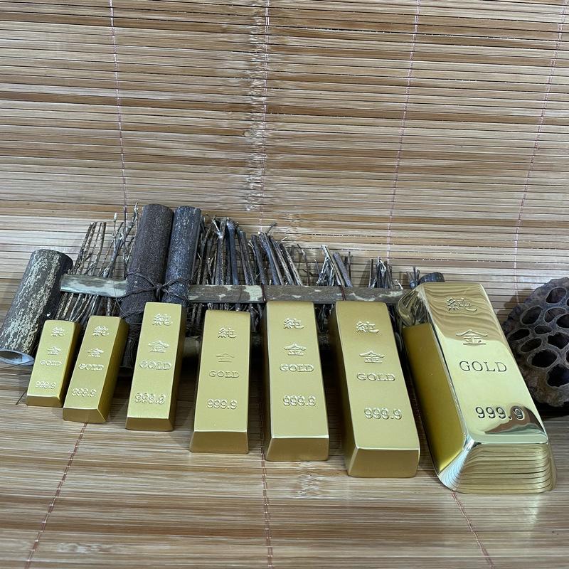 brass solid alluvial gold gold bar imitation gold pure copper craft decoration fake gold brick home crafts details Picture