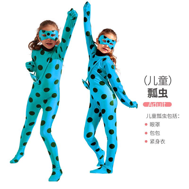 ladybug girl child adult stage play costume clothes reddy anime costume one-piece tight clothes Specification drawing