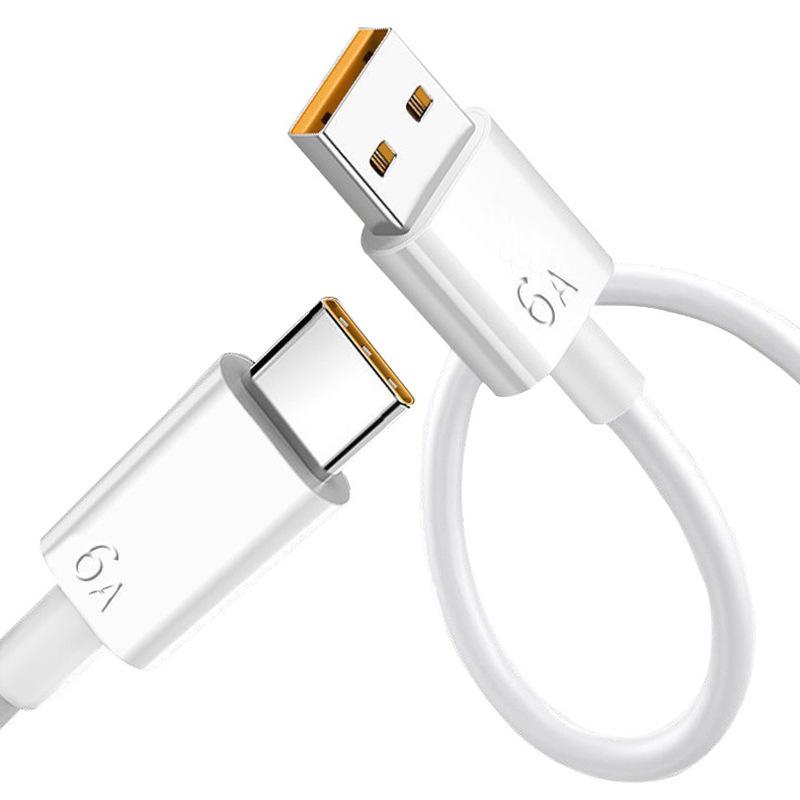 6a data cable super fast charge type c charging cable for huawei usb orange rubber core charging cable flash charging tpe Item Picture