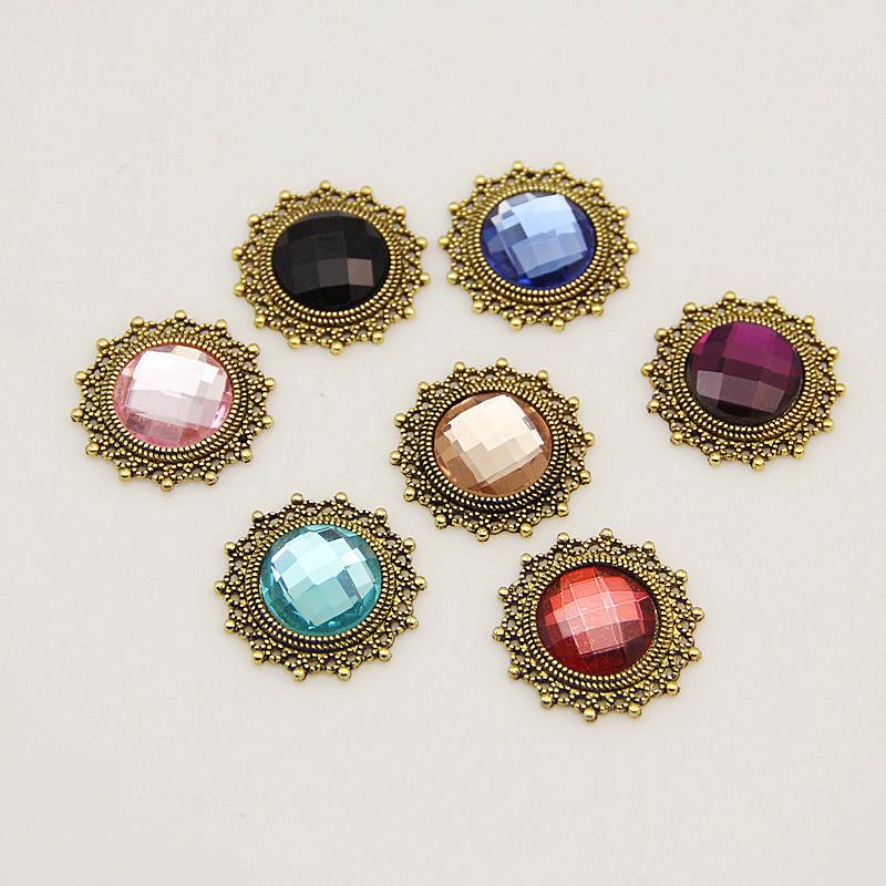 ancient gold inlay 14mm pearl crystal hollow flower all-match korean hair accessories flower plate accessories diy ornament accessories Application Scenario
