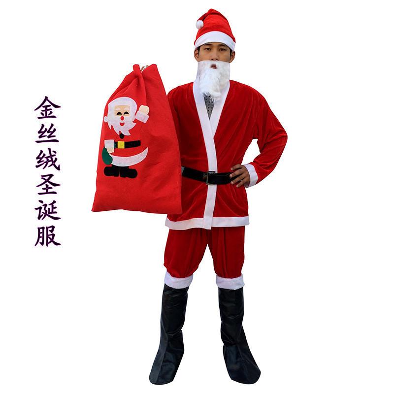 factory direct sales christmas costume christmas men's clothes santa claus dress up clothes christmas suit 5 piece set full figure
