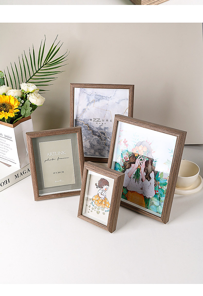 相框摆台实木结婚照桌面装饰品画框婚纱照挂墙上6/8寸胡桃木摆件详情15