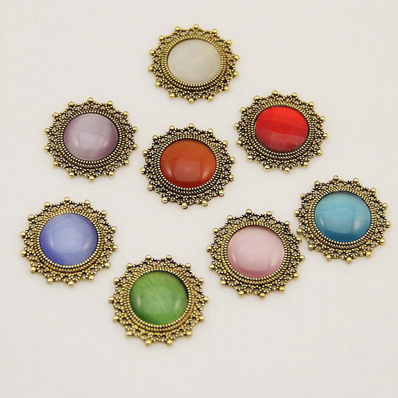 ancient gold inlay 14mm pearl crystal hollow flower all-match korean hair accessories flower plate accessories diy ornament accessories Specification drawing