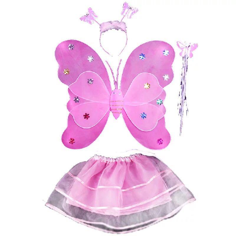 butterfly wings three-piece set little girl performance costumes performance props elf angel luminous double-layer wings stall Item Picture