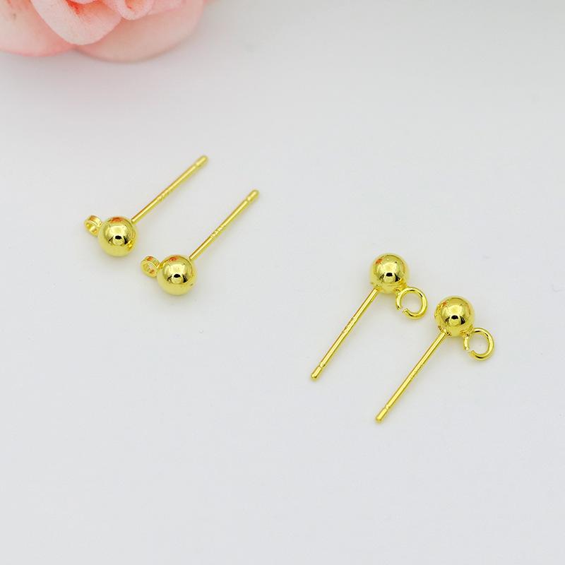 Color Retention 14K Gilded Glossy Beanie Auricular Needle Sterling Silver Needle with Hanging Ring Copper Plating 18K Real Gold Champagne KC Gold Ear-Ring Clip full figure