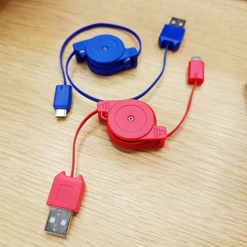 factory direct sales usb automatic shrink android mobile phone charging telescopic cable with data transmission full figure