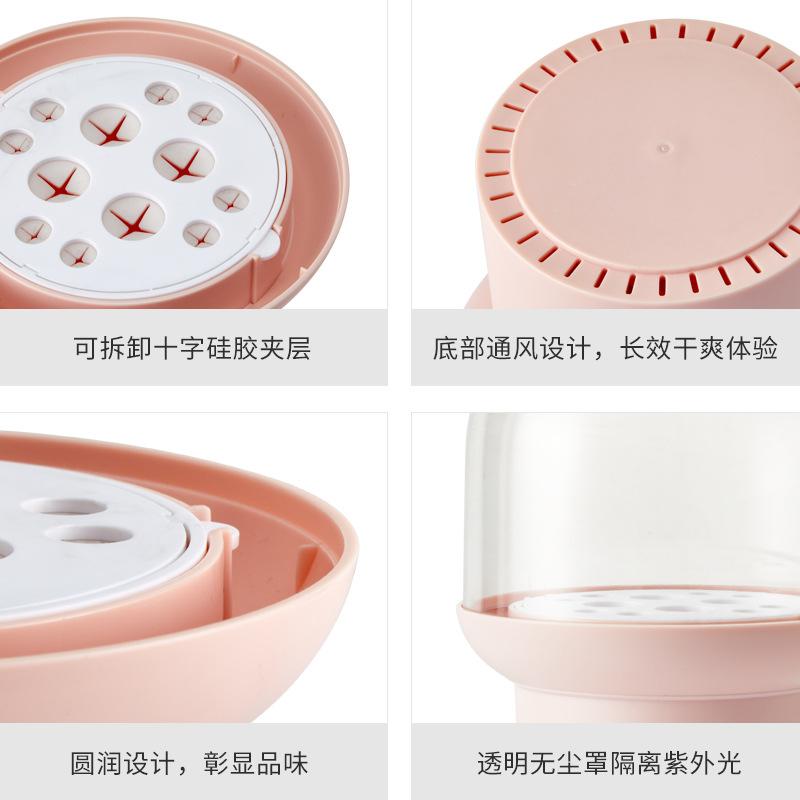 [hedou] makeup brush full set storage box 12-hole transparent spacer chalk eye shadow breathable cosmetics storage container details Picture