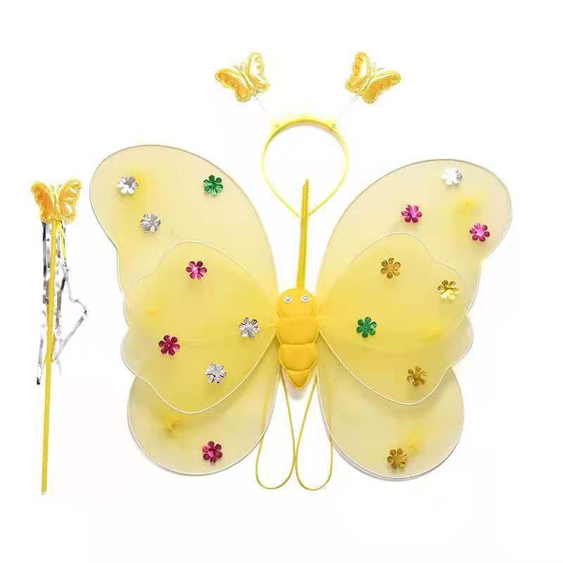 little girl back simulation light-emitting butterfly wings with lights children performing costumes stage props dress up 4 pcs set Item Picture